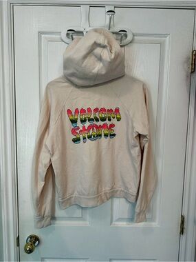 Volcom Youth Cream Pullover Hoodie with Multicolor Back Graphic